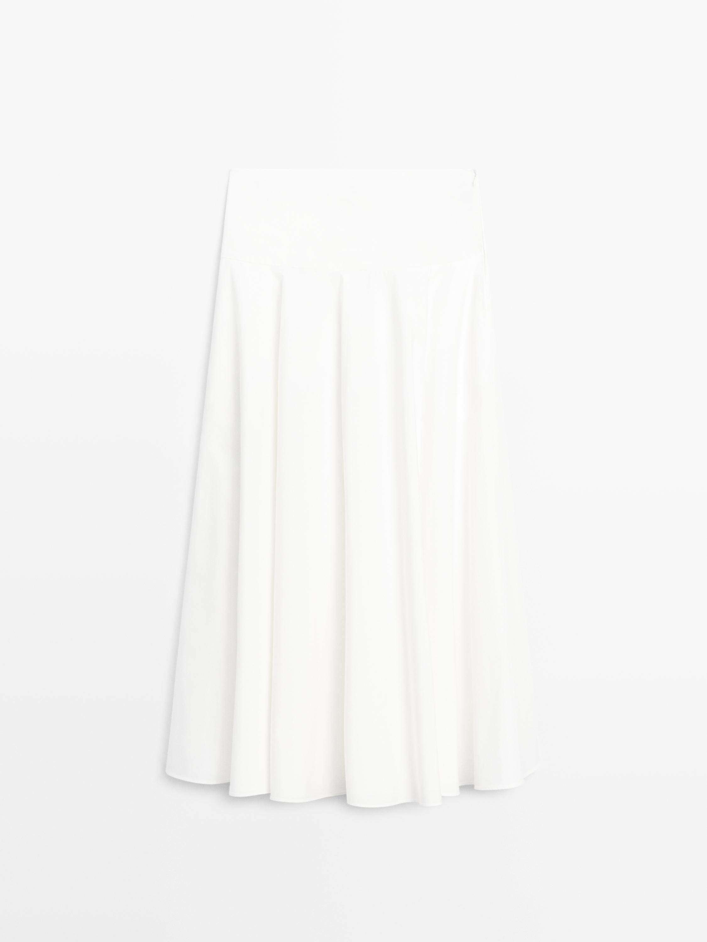100% cotton midi skirt with yoke detail | Massimo Dutti UK