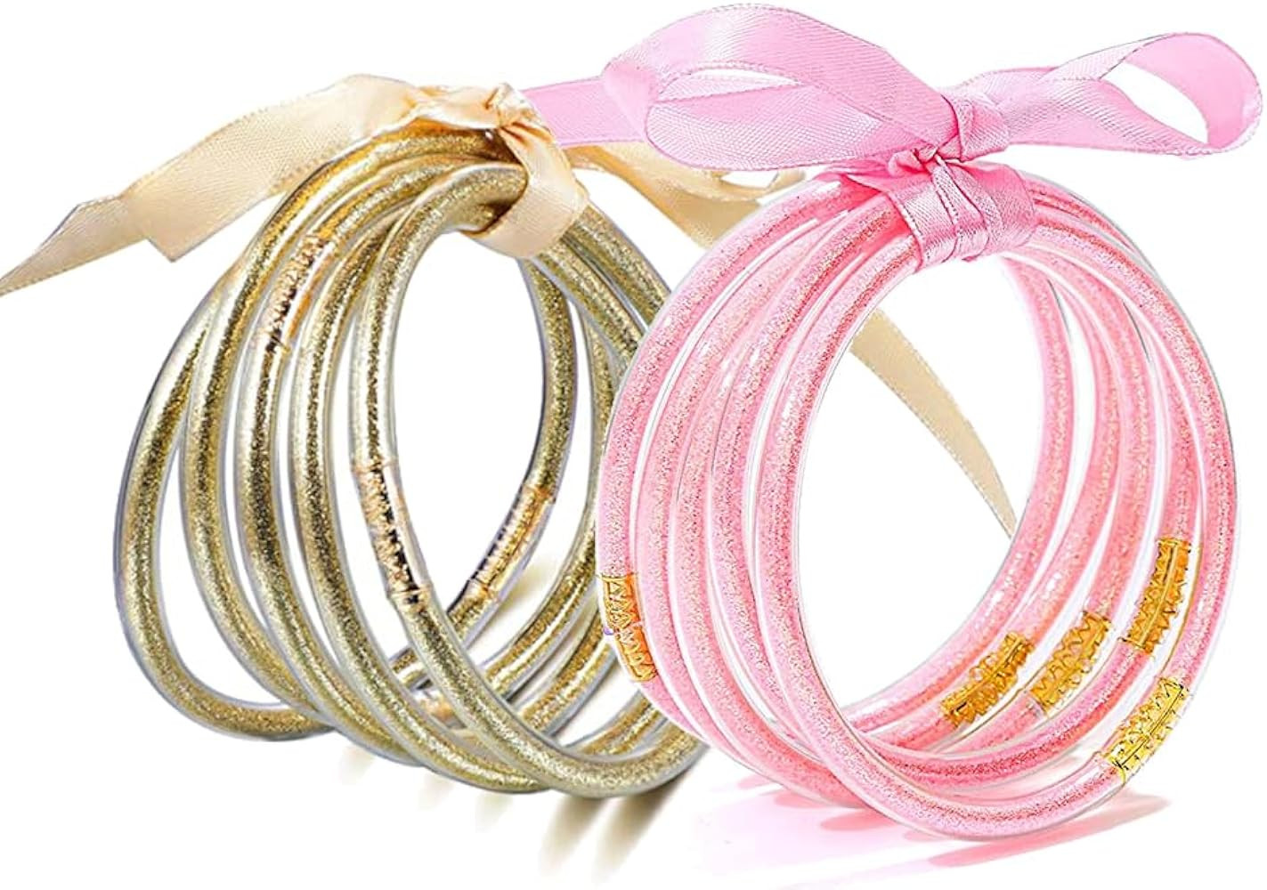 10 Pack Glitter Jelly Bracelets Fashion Jewelry Jelly Bangle Bracelets Sparkling Lightweight Sili... | Amazon (US)