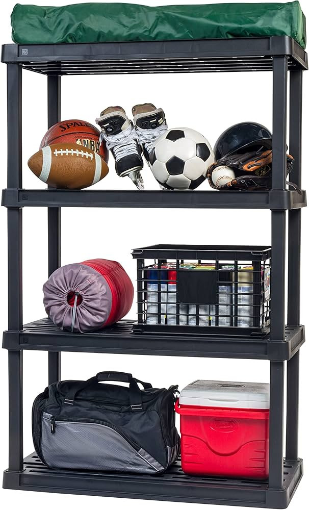 IRIS USA 4-Shelf Heavy Duty Plastic Storage Shelves, 600lb Capacity, 56" H x 36" W x 18" D, Large... | Amazon (US)