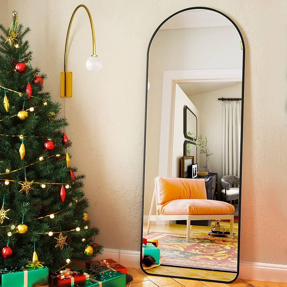 HARRITPURE 65"x22" Arched Full Length Mirror Floor Mirrors with Aluminum Alloy Frame Free-Standing W | Amazon (US)