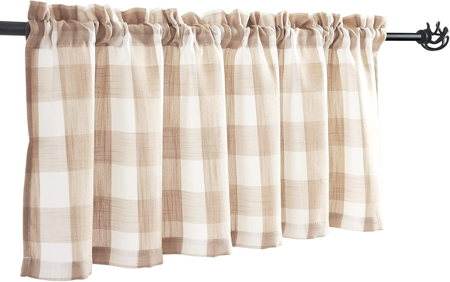 Treatmentex Buffalo Check Kitchen Valance Curtains for Living Room Taupe and White Farmhouse Chec... | Amazon (US)