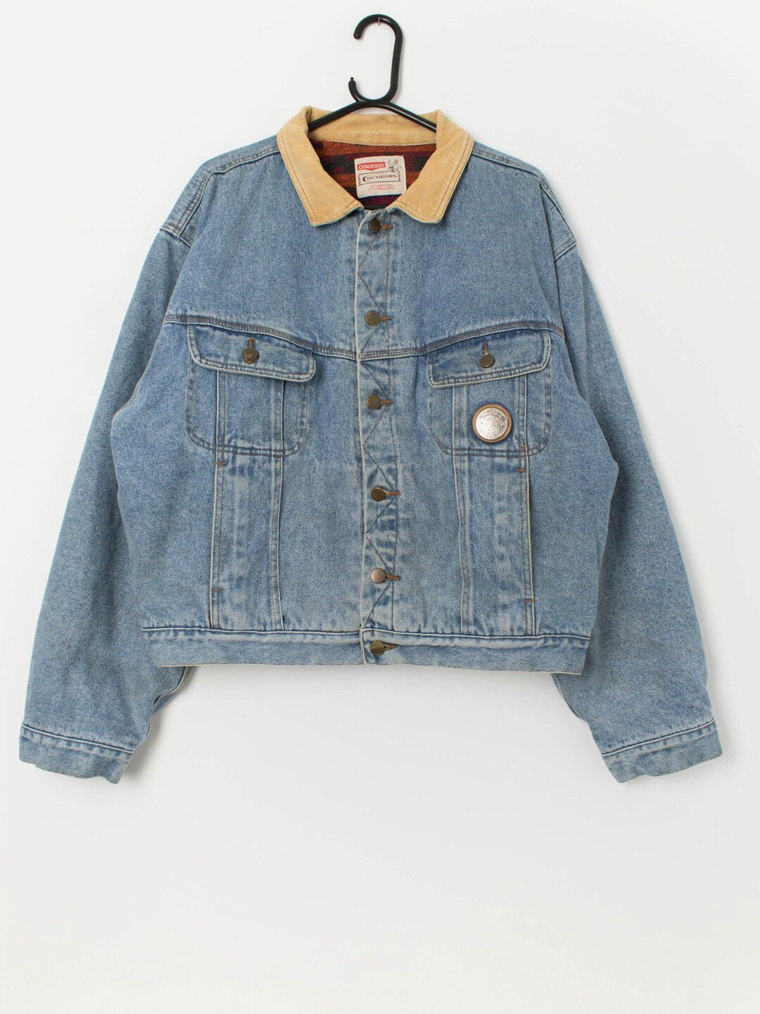 Vintage Chevignon Blanket Lined Denim Jacket With Corduroy Collar Large / XL - Etsy | Etsy (US)