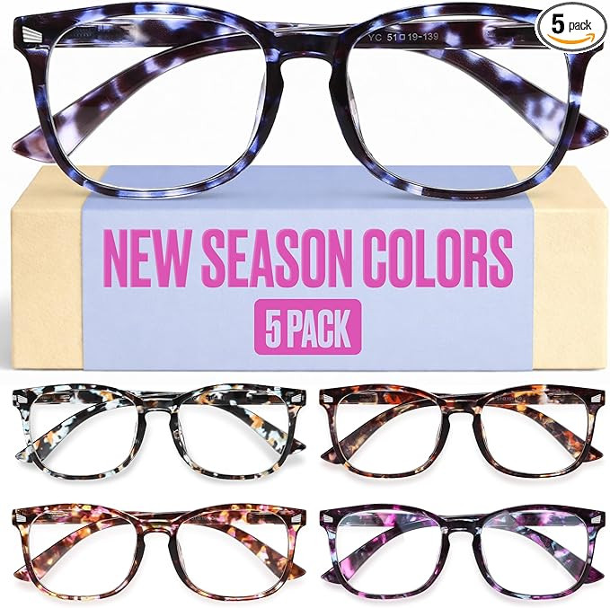 Amazon.com: CCVOO +1.5 Ladies Reading Glasses for Women Clear Vision – 5-Pack Blue Light Filter... | Amazon (US)