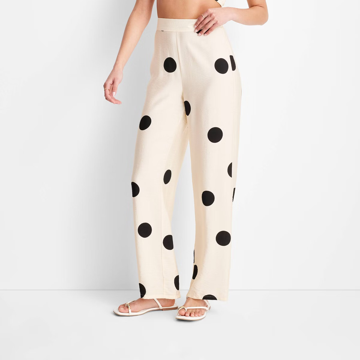 Women's Straight Leg Pants - Future Collective™ with Jenny K. Lopez Cream/Black Polka Dots | Target