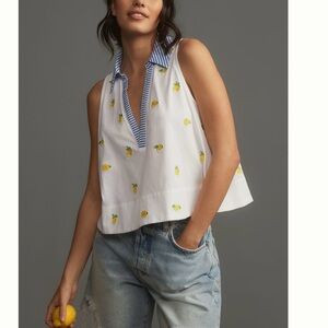 Maeve Lemon Embroidered Sleeveless Swing Popover Top Sz Sm NWt | Poshmark