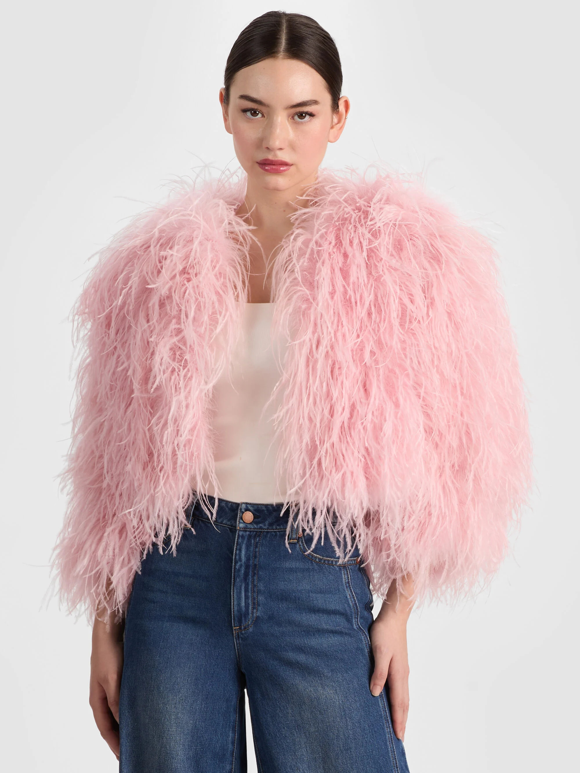 KIDMAN FEATHERED JACKET | Alice + Olivia