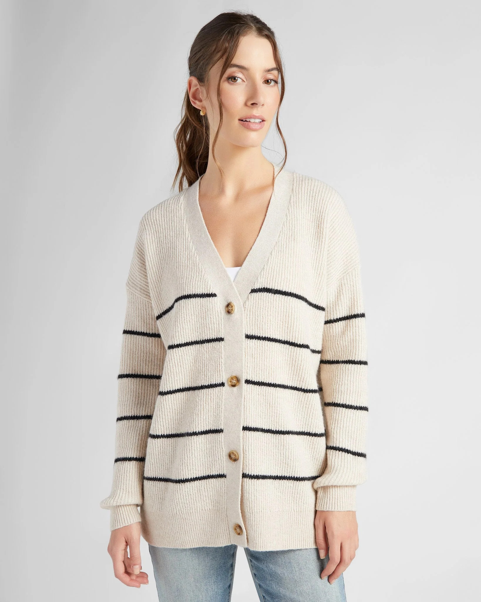 Stripe Button Front Cardigan | Seventy Eight and Sunny