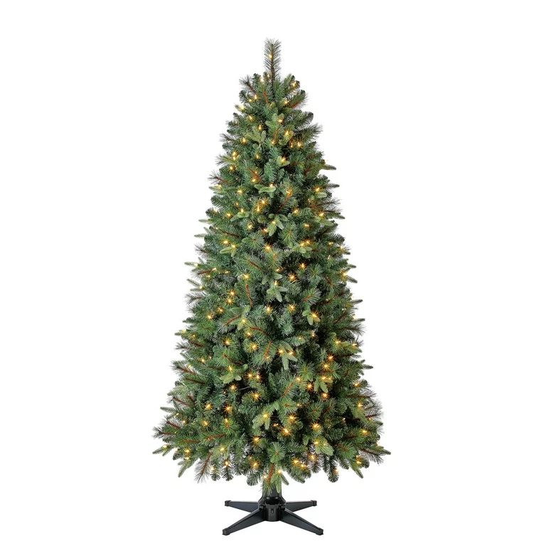 7 ft Pre-Lit Brookfield Fir Artificial Christmas Tree, Clear LED Lights, by Holiday Time | Walmart (US)