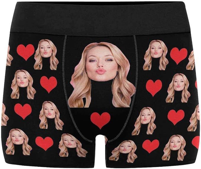 Custom Men's Funny Face I Love You Valentine's Day Boxer Shorts Novelty Briefs Underpants Printed... | Amazon (US)