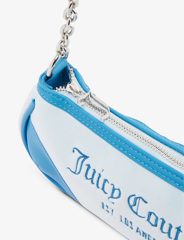 Logo-embroidered velour shoulder bag | Selfridges