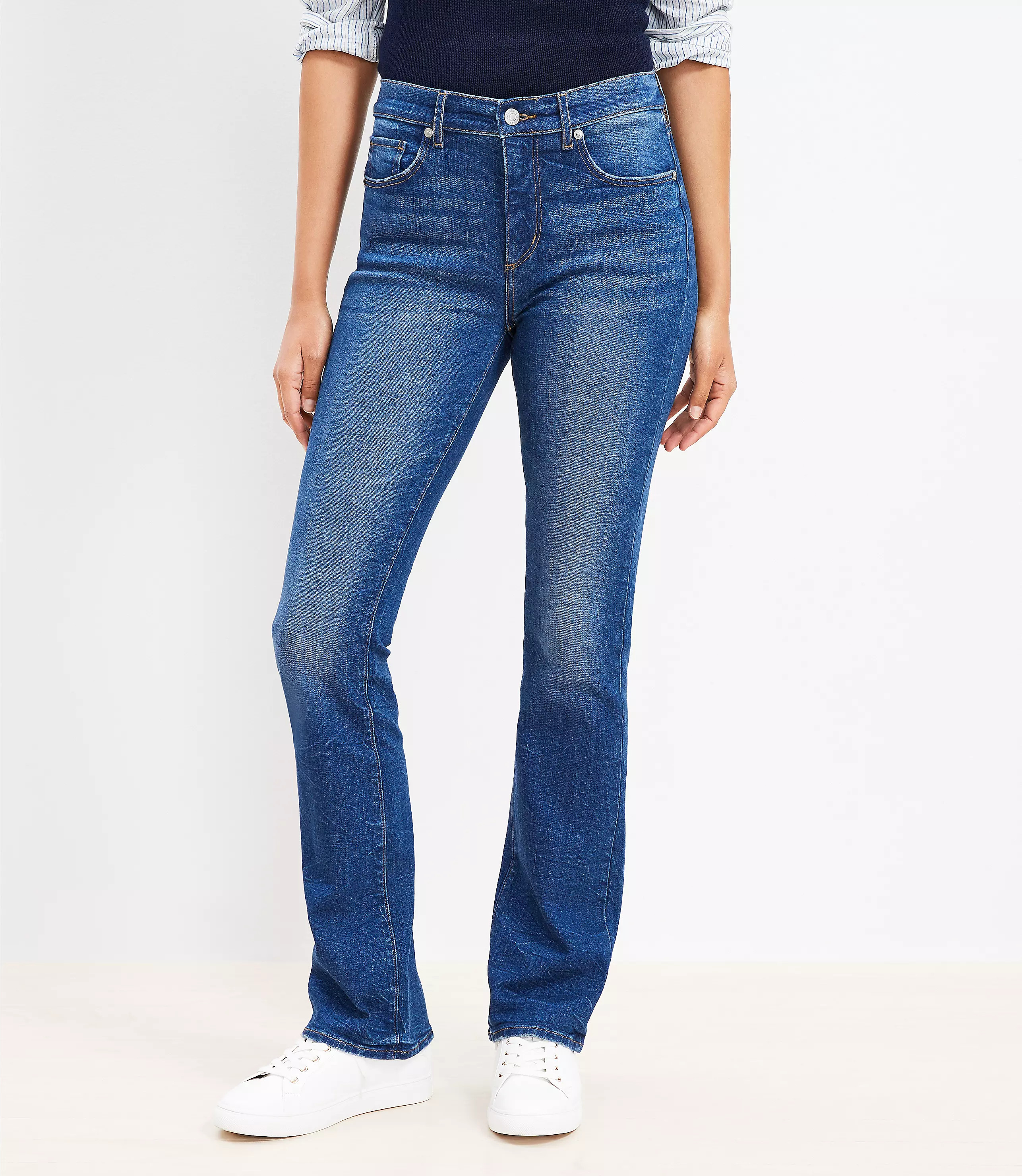 Petite Mid Rise Boot Jeans in Vintage Dark Wash | LOFT