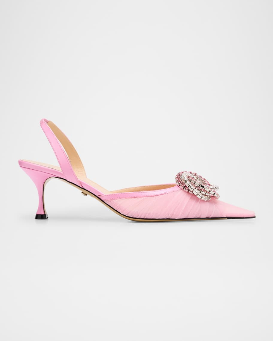 MACH & MACH Galaxy Mesh Crystal Slingback Pumps | Neiman Marcus