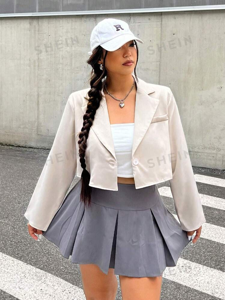 TrendsSHEIN EZwear Plus Size Solid Color Single-Breasted Casual Long Sleeve Blazer | SHEIN