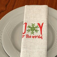 Embroidered Christmas Napkins, Joy Minimalist Scandinavian Cloth Napkin, Natural Linen, Holiday Hostess Gift, Reusable Cloth Napkin Set | Etsy (US)