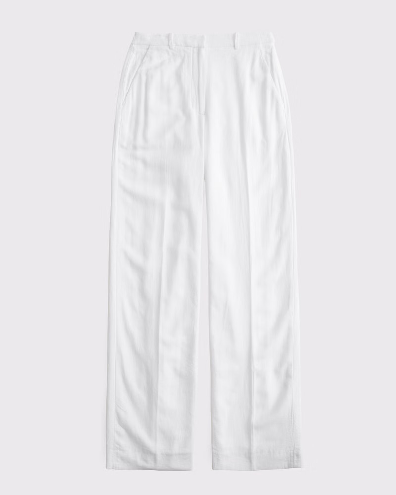 Abercrombie & Fitch Women's Tailored Linen-Blend Wide Leg Pant in White - Size 28 LONG | Abercrombie & Fitch (US)