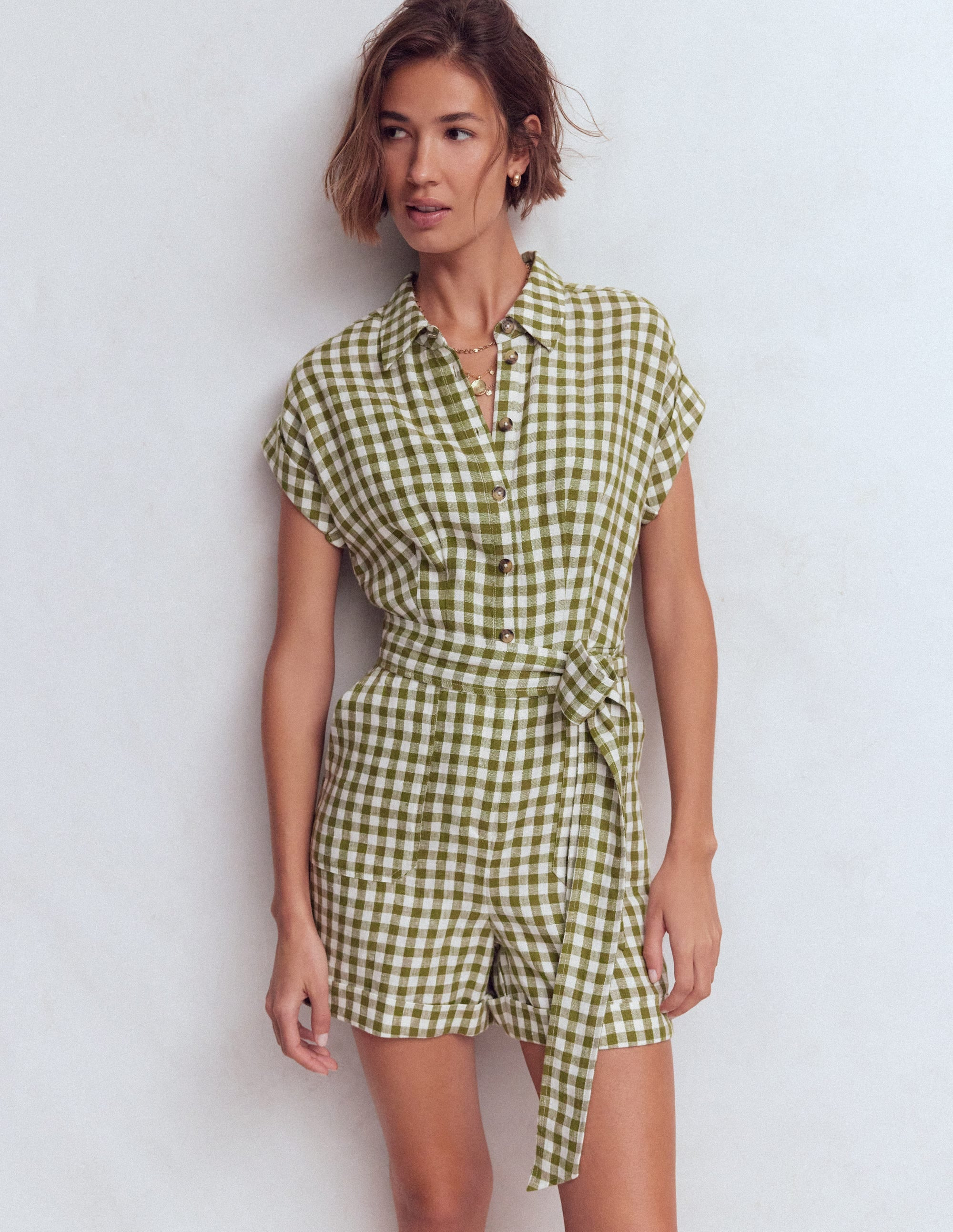 Kay Linen Playsuit-Yellow Radiant Bloom | Boden UK