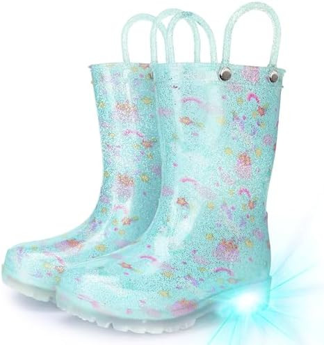 Funspread Rain Boots for Girls Toddlers - Light Up Kids Rainboots Boots Waterproof Lightweight Ra... | Amazon (US)