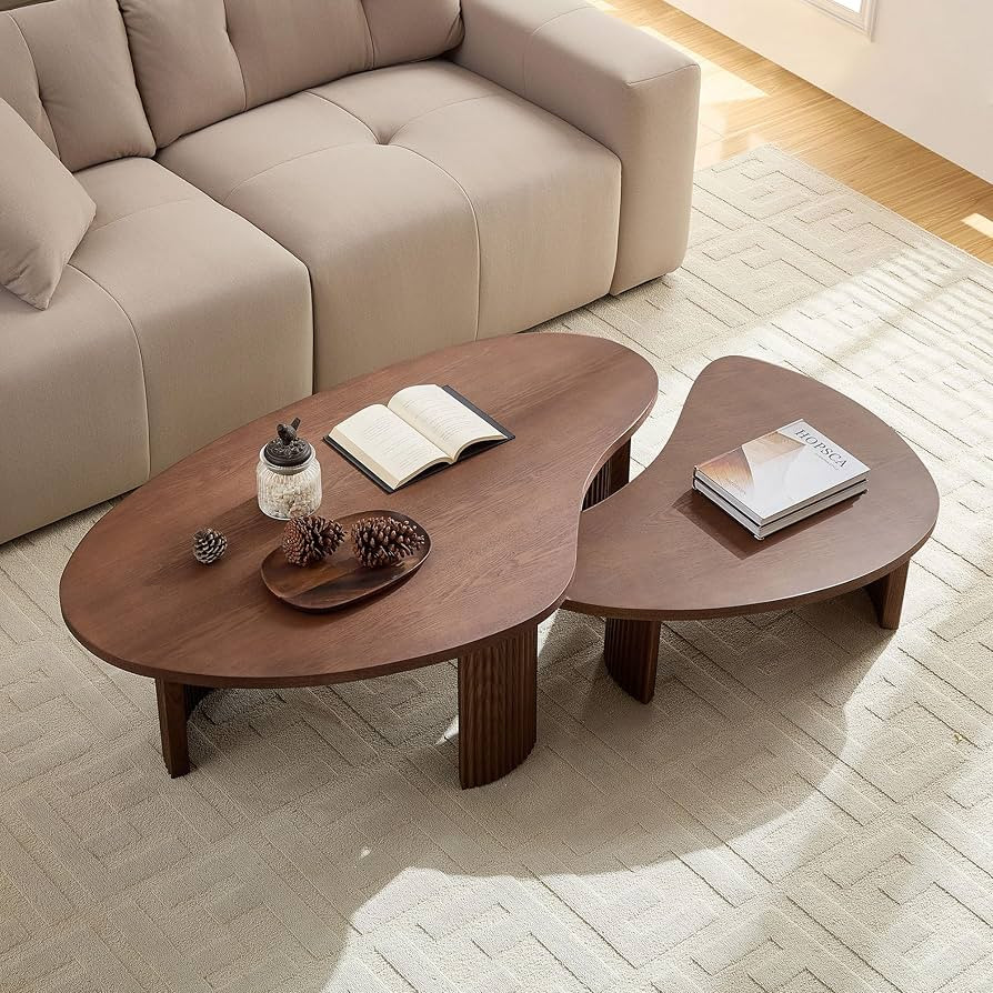 Nesting Coffee Table Set of 2, Irregular Shape Center Table 2-Piece Modern Side Table End Table f... | Amazon (US)
