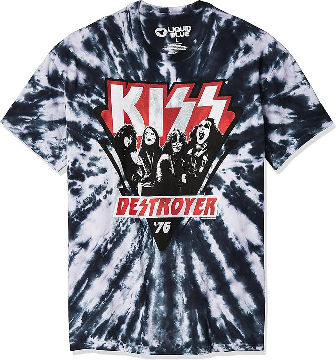 Liquid Blue Unisex-Adult Standard Kiss Destroyer 1976 Tie Dye Short Sleeve T-Shirt | Amazon (US)
