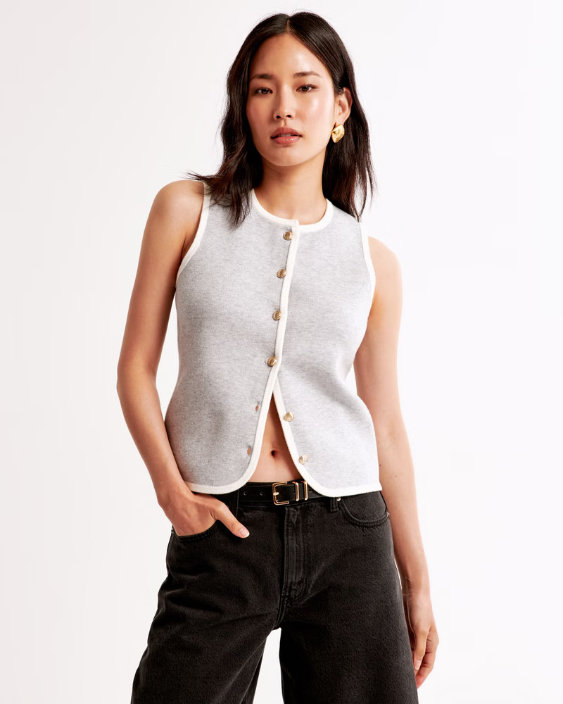 LuxeLoft Button-Up Crew Sweater Vest | Abercrombie & Fitch (US)