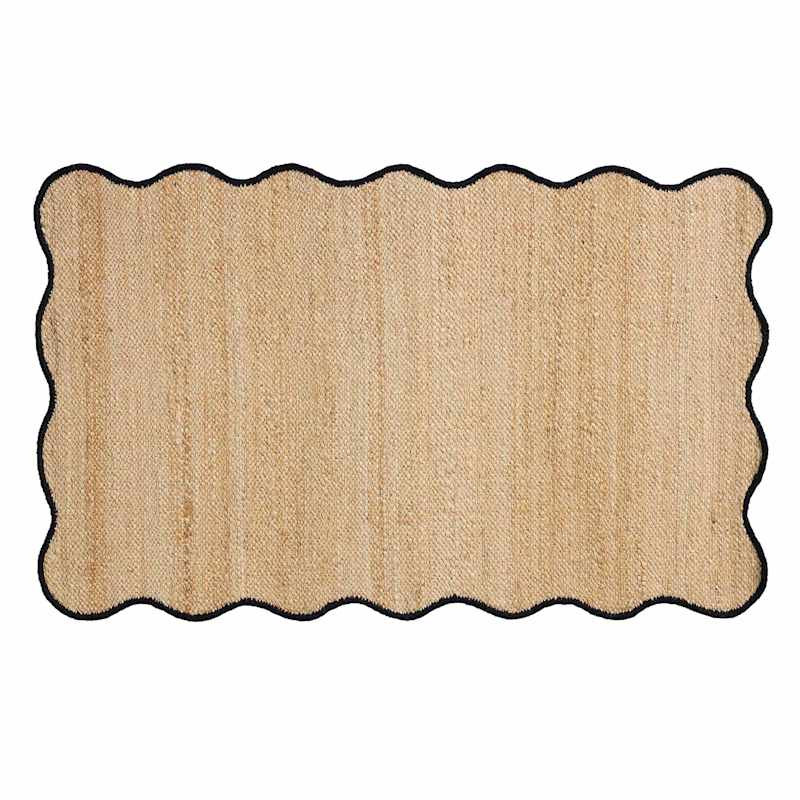 (B891) Juniper Jute with Scalloped Black Trim Accent Rug, 3x5 | At Home