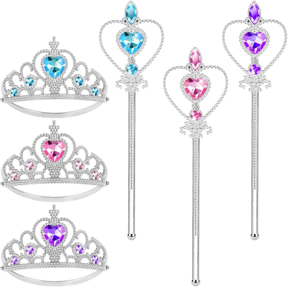 Vicloon Princess Dress Up Accessories, 2PCS Princess Crown and Wands for Little Girls, Jewelry To... | Amazon (US)