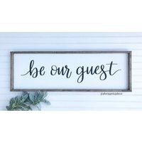 Wood Signs | Be Our Guest Sign Framed Room Wall Decor | Etsy (US)