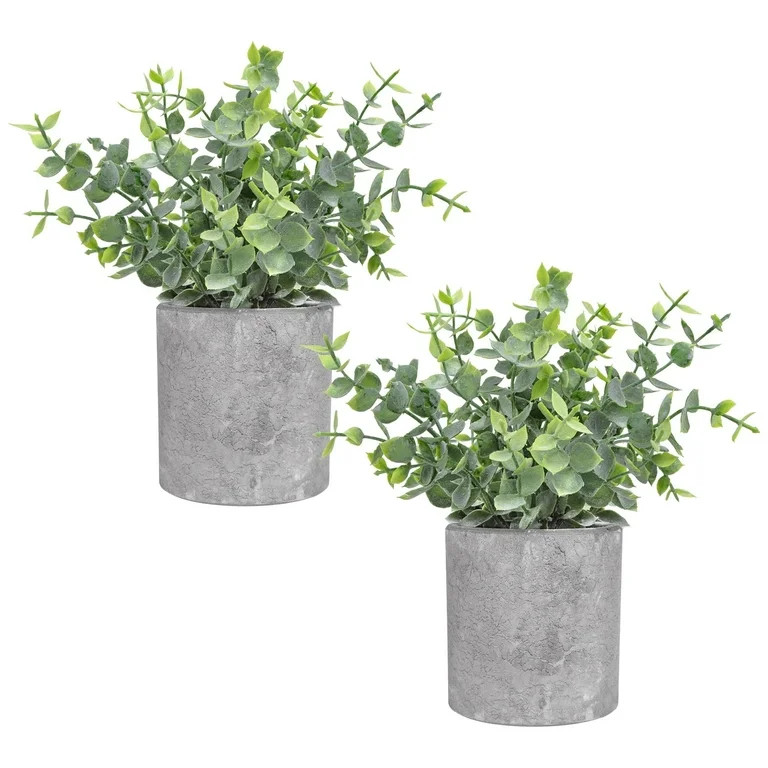 Scidweet 2 Pack Small Artificial Plants Eucalyptus Potted ,Faux Fake Plants Decorations for Indoo... | Walmart (US)