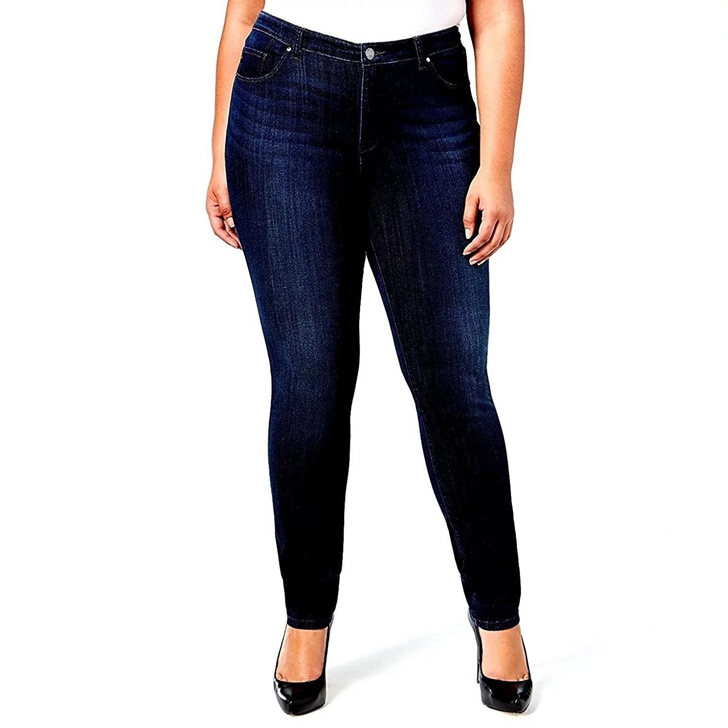 Jack David Dark Blue Womens Plus Size Stretch Soft Butter Skinny Premium Denim Jeans Pants | Walmart (US)