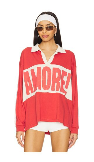 DAYDREAMER Amore Rugby Top in Red. - size M | Revolve Clothing (Global)