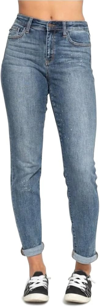 Judy Blue High Rise Bleach Splash Boyfriend Jeans 82346 | Amazon (US)