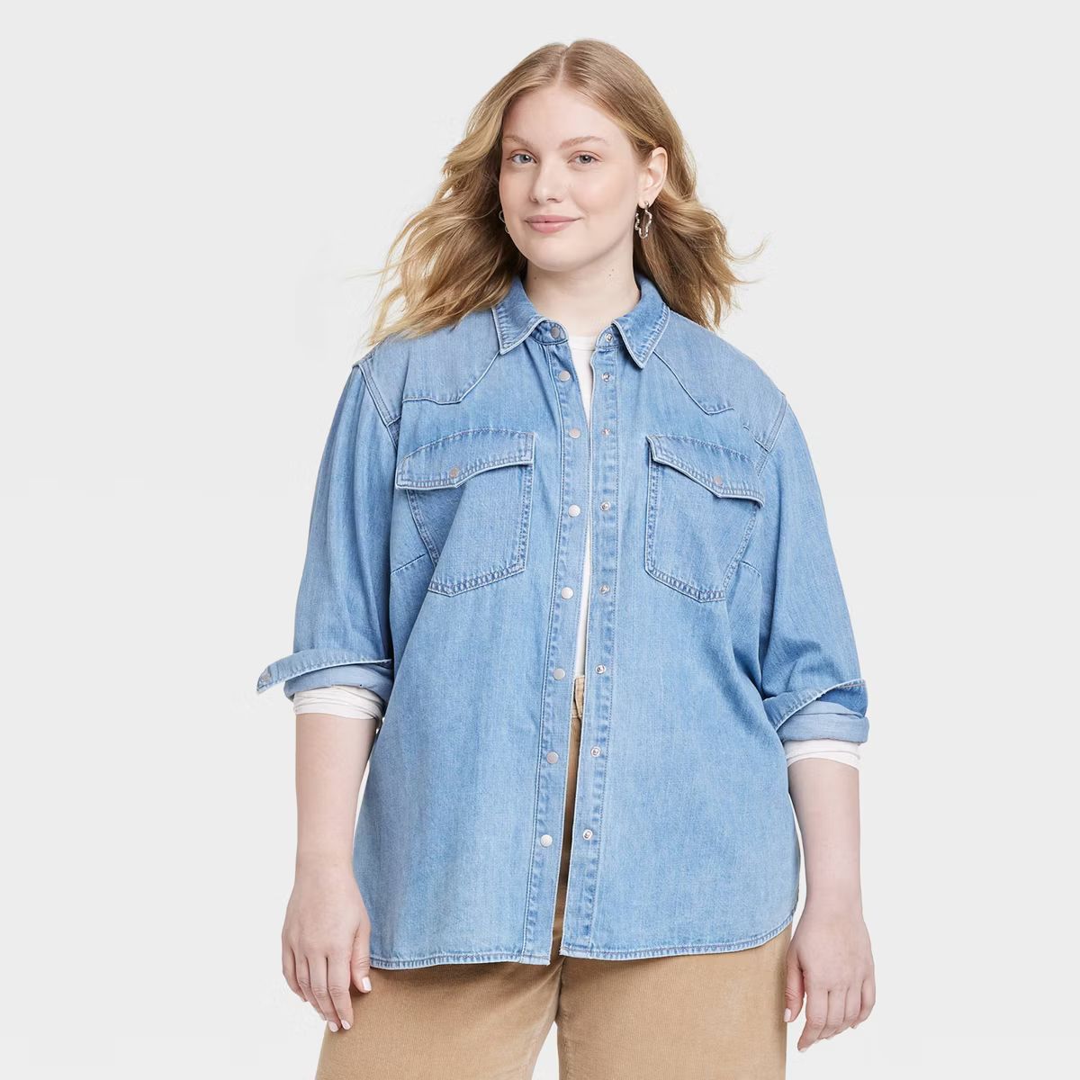 Women's Long Sleeve Denim Shirt - Universal Thread™ Medium Wash | Target