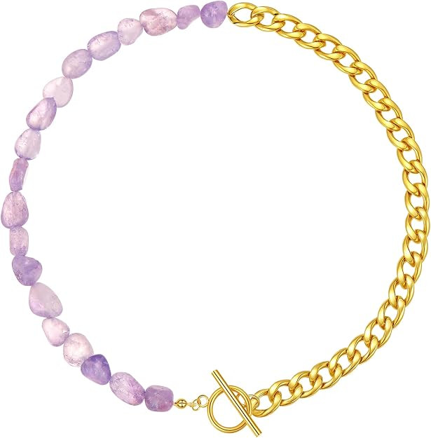 Wellike Beaded Necklaces For Women Dainty Healing Crystal Handmade Gold Choker Necklace 18k Gold ... | Amazon (US)