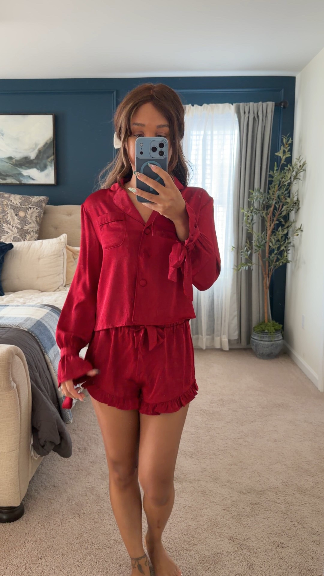 Red pajamas | pajama set | satin pajamas | holiday pajamas | pajama shorts 

#LTKHoliday #LTKFindsUnder100