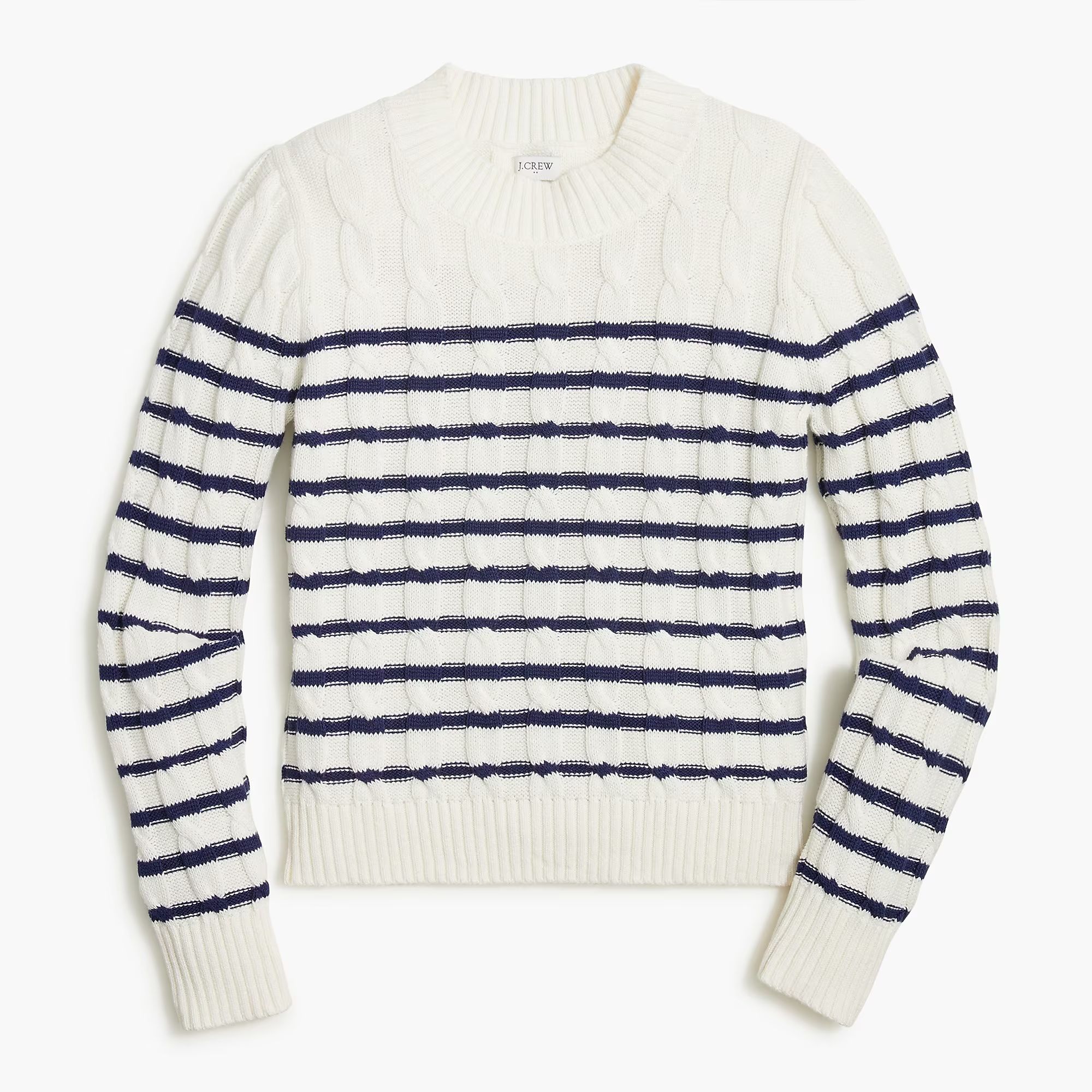 Striped cable mockneck sweater | J.Crew Factory