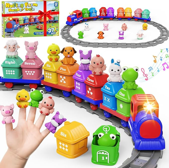 Learning Toys for Toddlers 1 2 3 Year Old,Electric Farm Train Set for Girls 2-4,Counting Matching... | Amazon (US)
