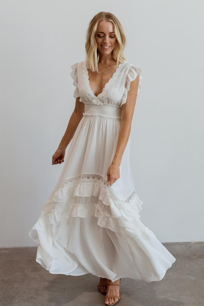 Jasmine Off-White Ruffle Maxi Dress | Baltic Born