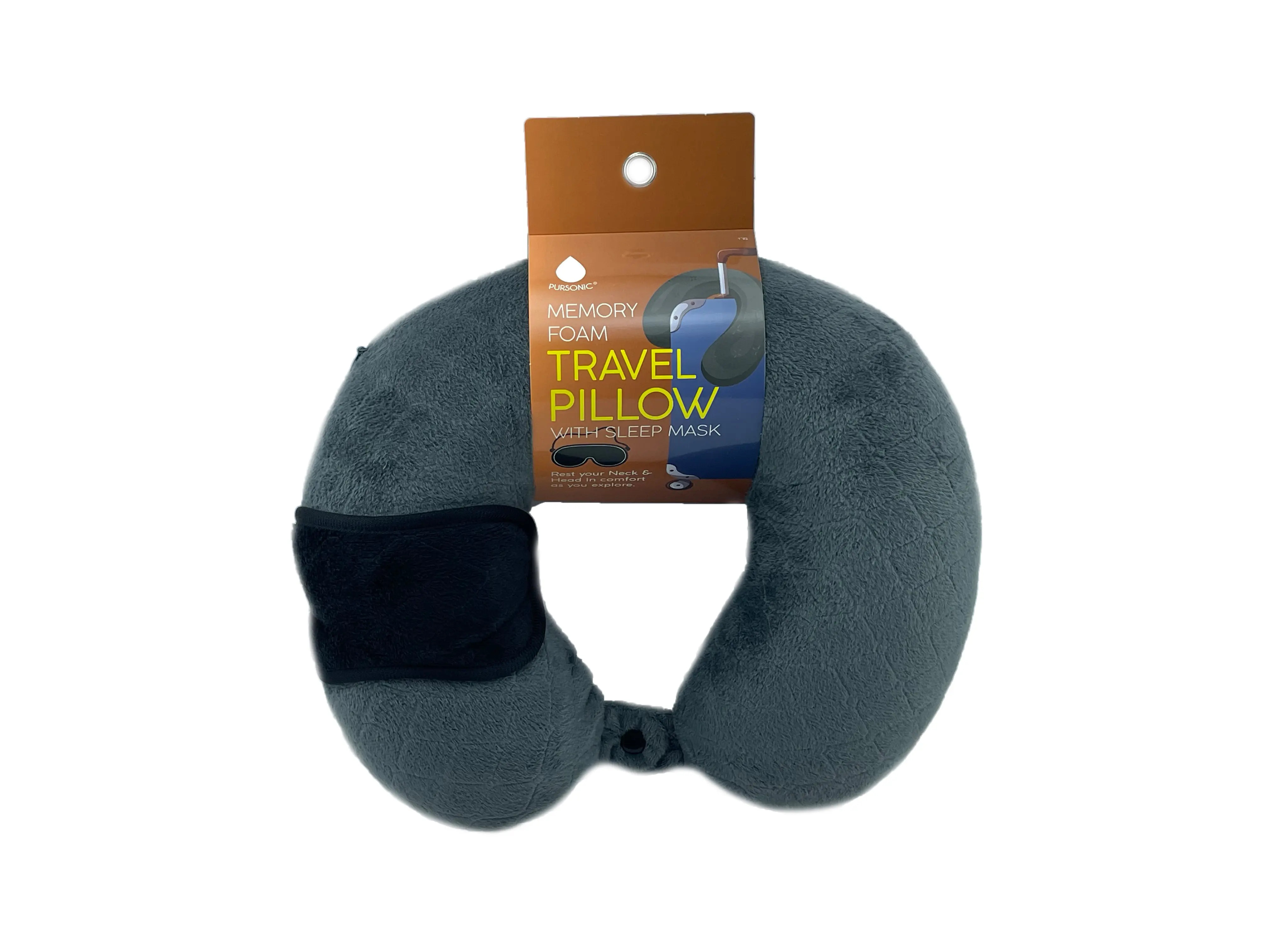 PURSONIC Memory Foam Travel Pillow with Sleep Mask in Purple at Nordstrom | Nordstrom