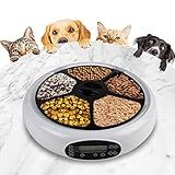 Lentek 5 Meal Automatic Pet Feeder with Voice Message, White, Wet and Dry Food Dispenser for Cat or  | Amazon (US)