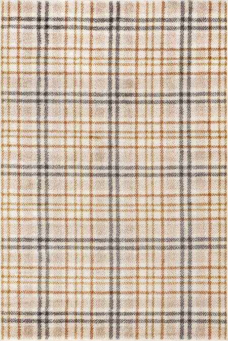 Orange And Gray Mirielle Plaid 8' x 10' Area Rug | Rugs USA