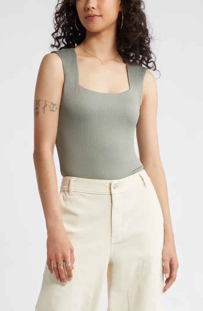Butter Rib Square Neck Bodysuit | Nordstrom