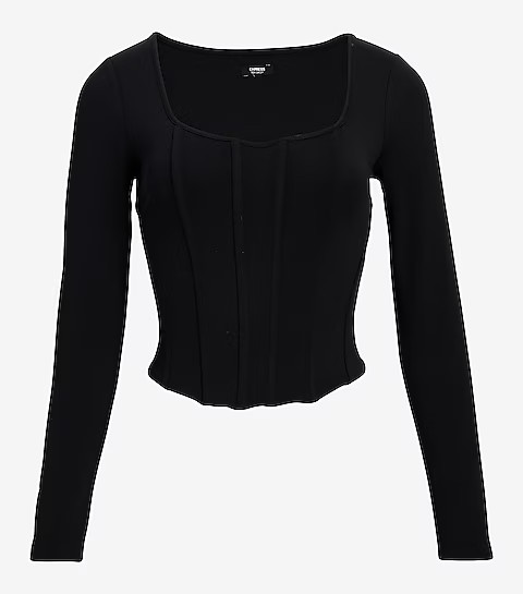 Body Contour Matte Long Sleeve Corset Top | Express