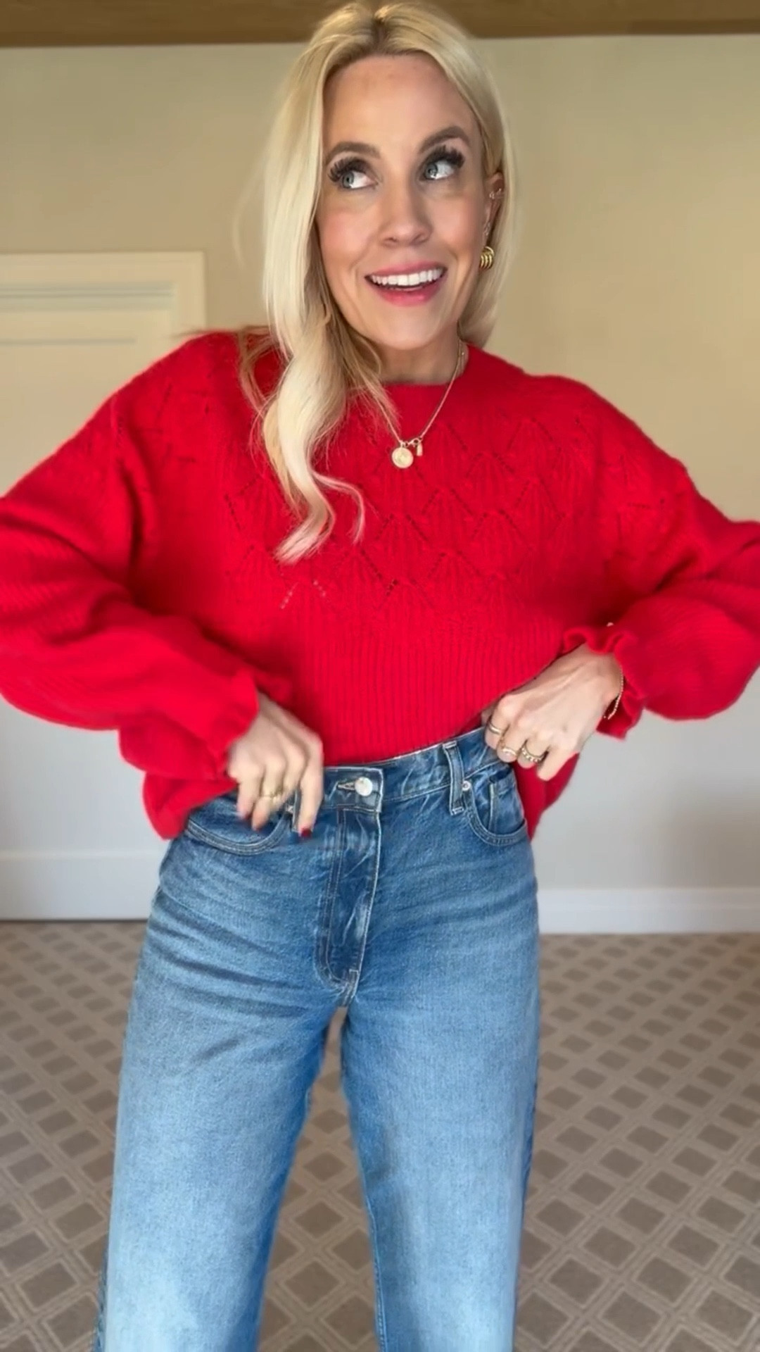 You can never go wrong with a simple red sweater! This one is from old navy and has the cutest details! 

#LTKFindsUnder100 #LTKootd #LTKFindsUnder50