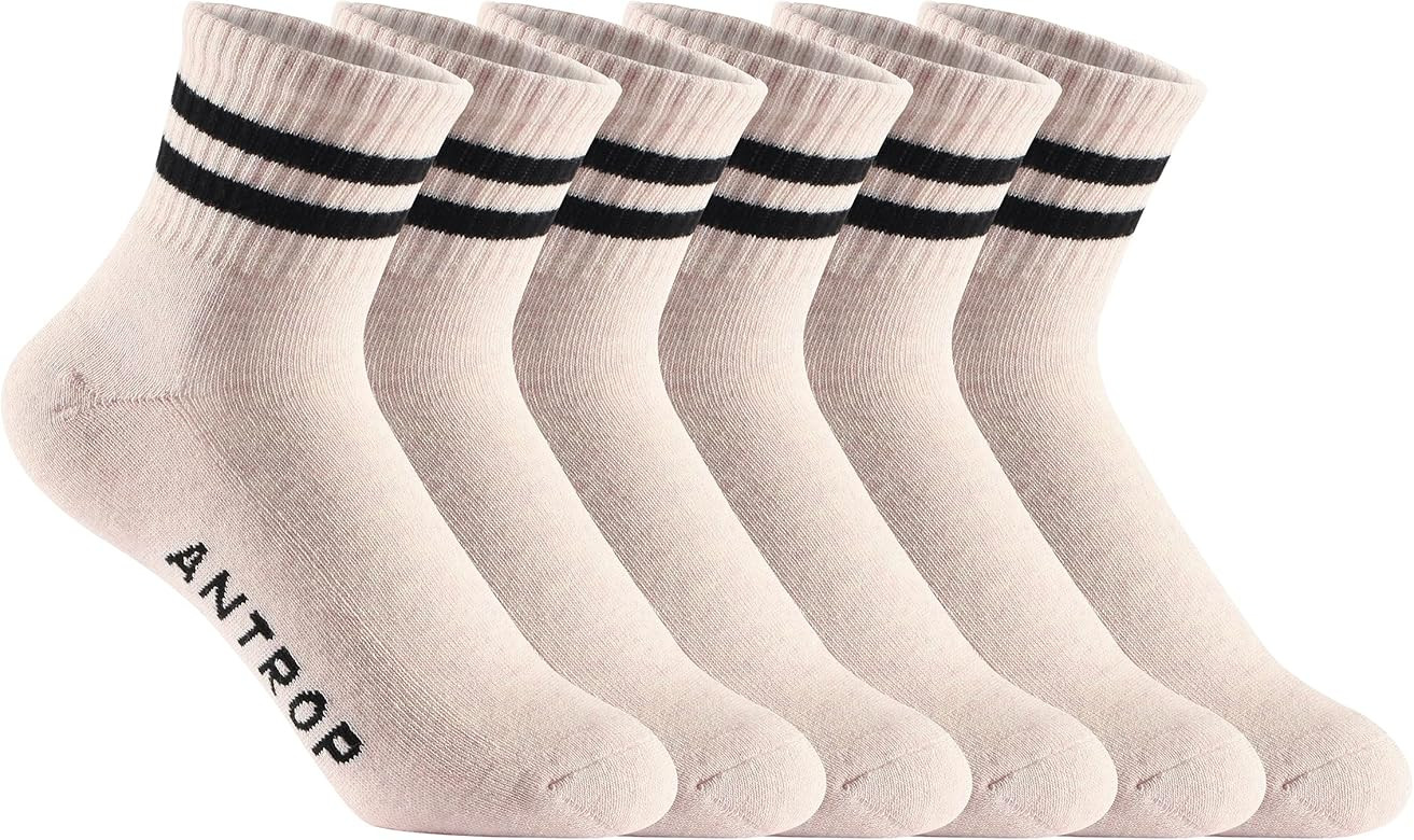 WoMen Quarter Crew Cotton Heel Tab Athletic Running Cushion Socks (6 Pairs) | Amazon (US)