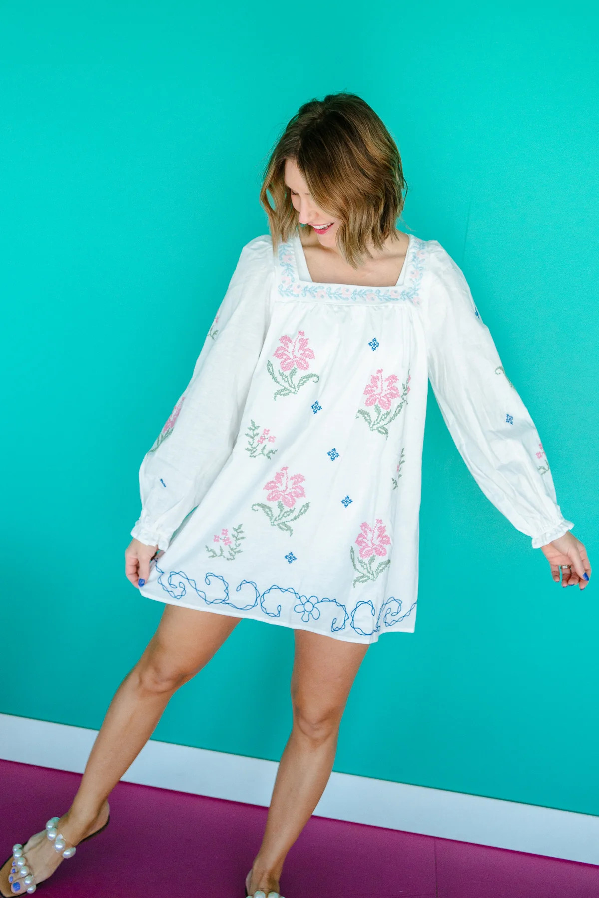 Cora Square Neck Mini Dress - Soft White | MyEllement Boutique