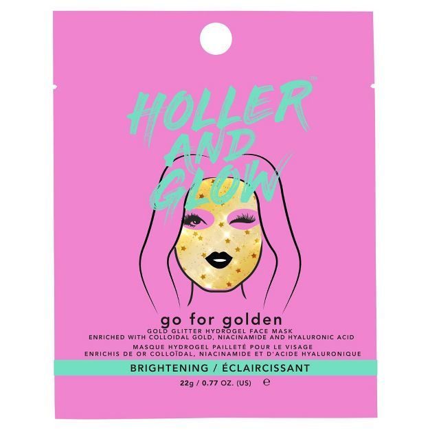 Holler and Glow Go for Golden Gold Glitter Hydrogel Face Mask - 0.77oz | Target
