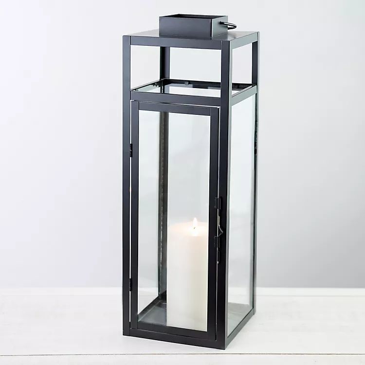 Black Metal Open Frame Lantern, 23 in. | Kirkland's Home