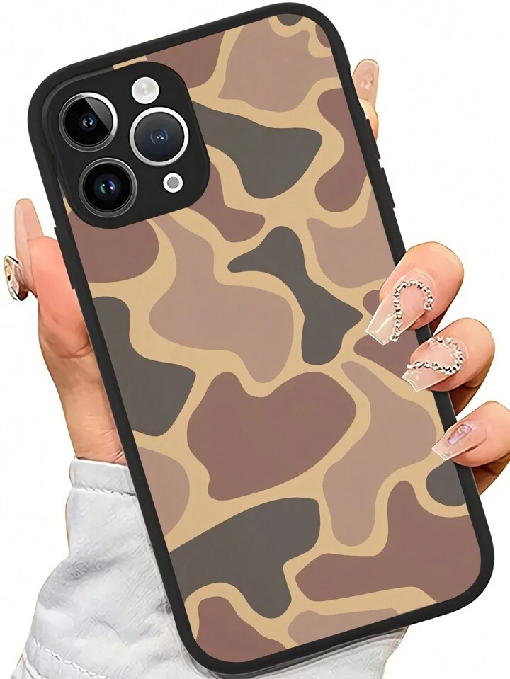 Camouflage Leaf Design Thin Camera Lens Protective Phone Case, Suitable Compatible With IPhone16/... | SHEIN