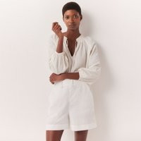 The White Company Linen Stitch Detail Shorts, White, Size: 14 | The White Company (UK)