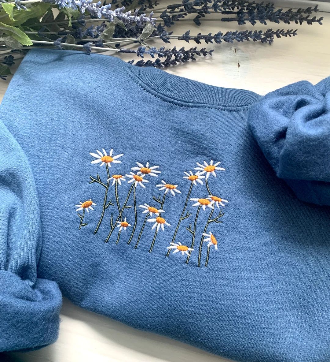 Embroidered Daisy Crewneck | Etsy (US)